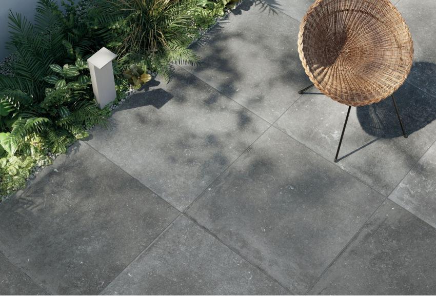 Flaviker X20 Nordik Stone keramisches Terrassenelement Natursteinoptik Grau Matt 90x90 cm rektifiziert R11C