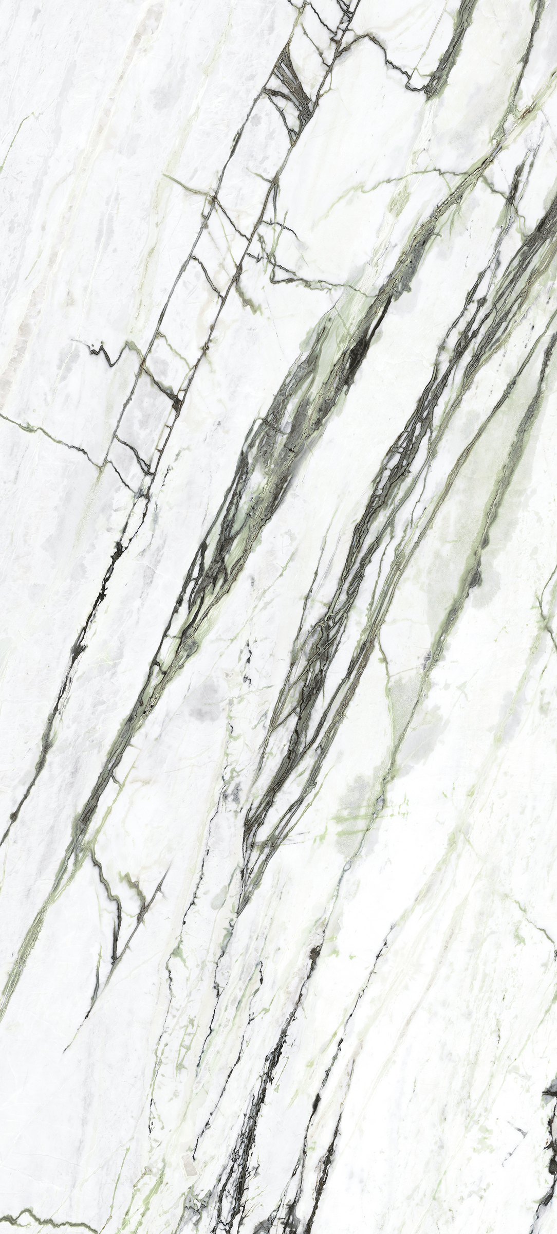 Vanezia Gres Mima Wandfliese Marmoroptik Weiß Grün Glänzend 120x280 cm rektifiziert 
