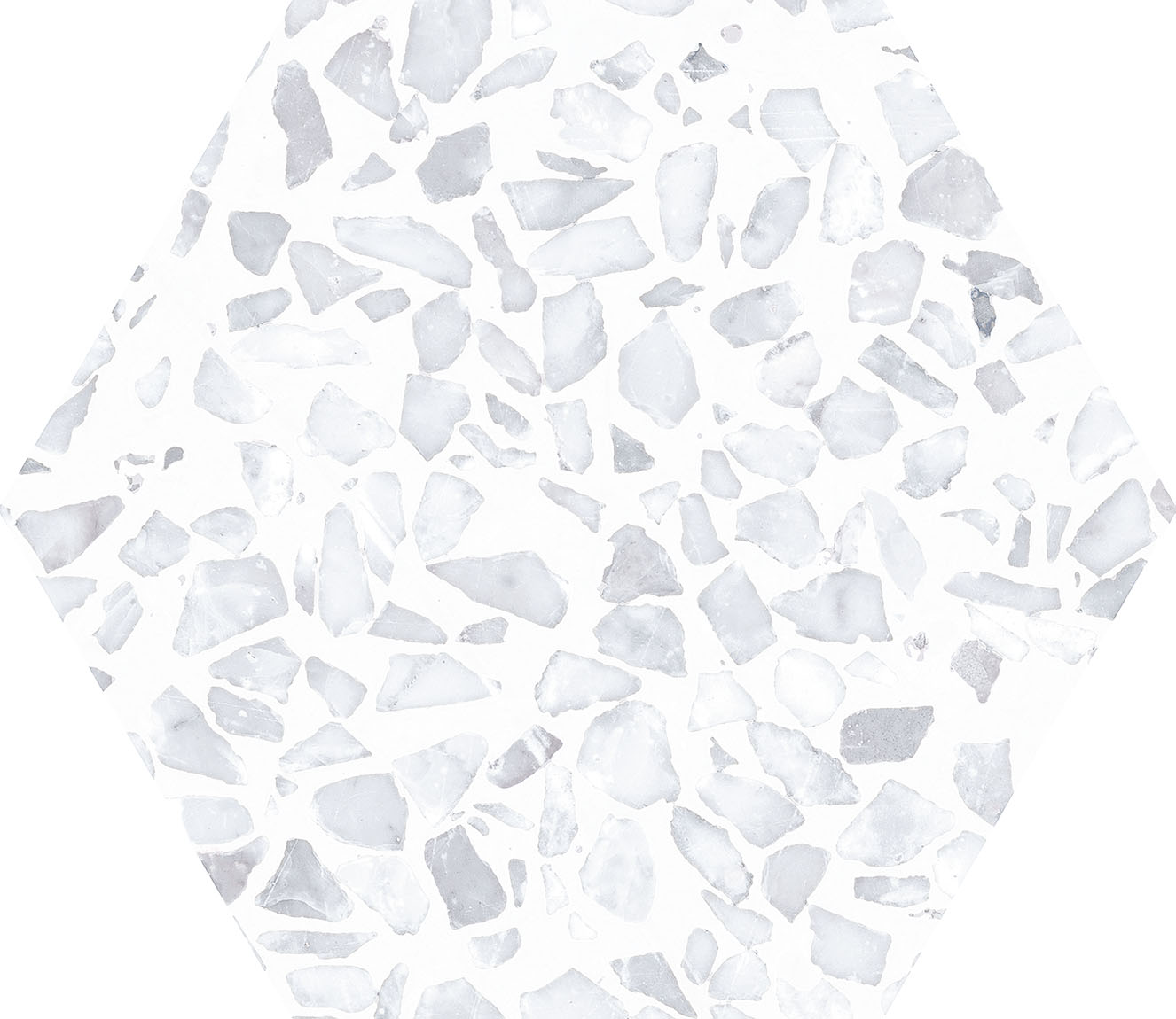 Urbanixx Gres Tarfala Bodenfliesen Terrazzooptik Hexagon Hellgrau Matt 23,2x26,7 cm rektifiziert