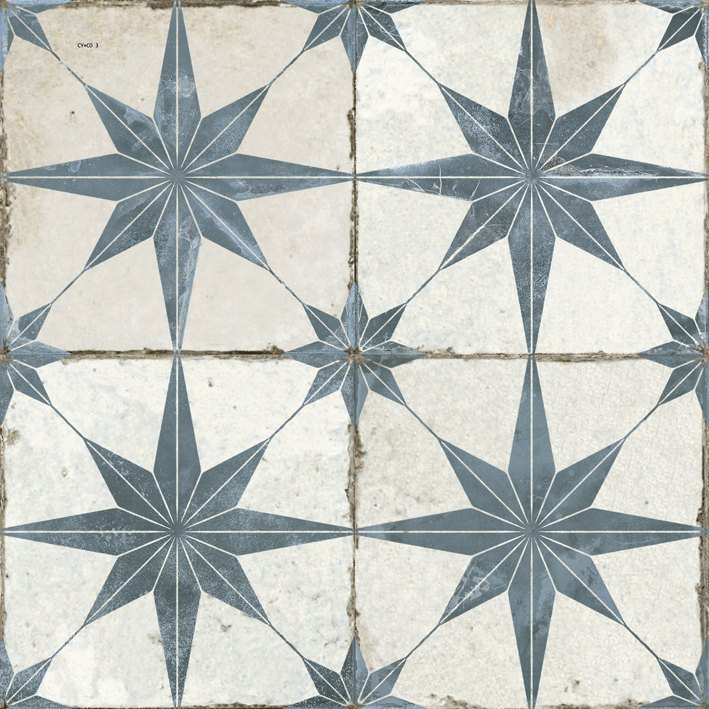 Peronda Star Retrofliese Vintageoptik Blau Matt 45x45 cm R9