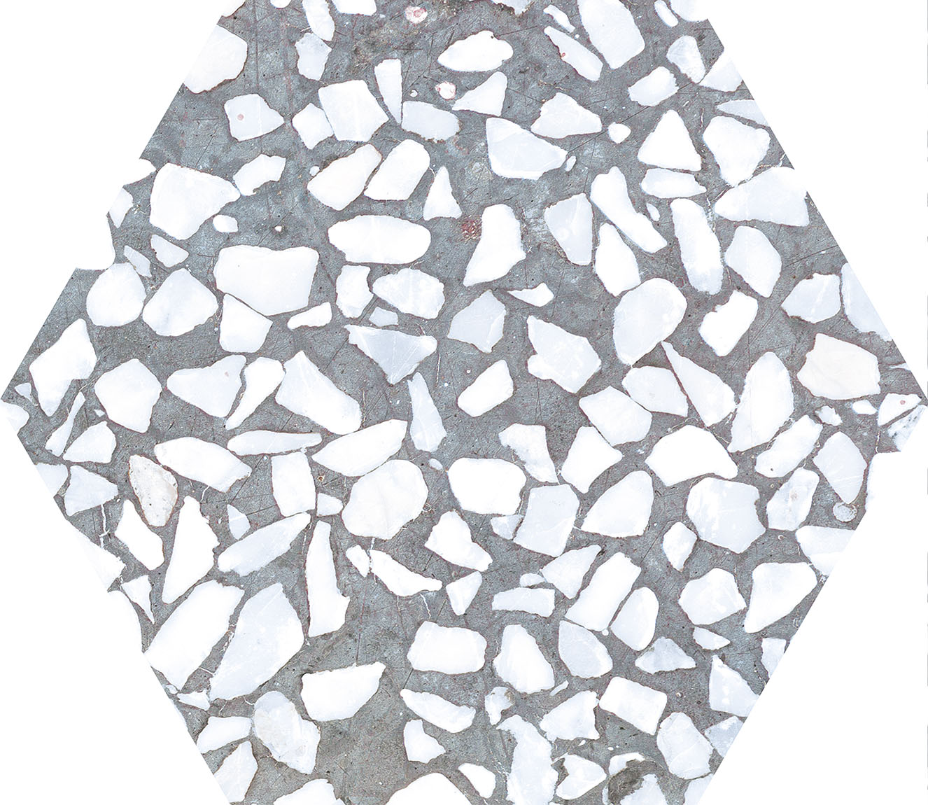 Urbanixx Gres Tarfala Bodenfliesen Terrazzooptik Hexagon Dunkelgrau Matt 23,2x26,7 cm rektifiziert