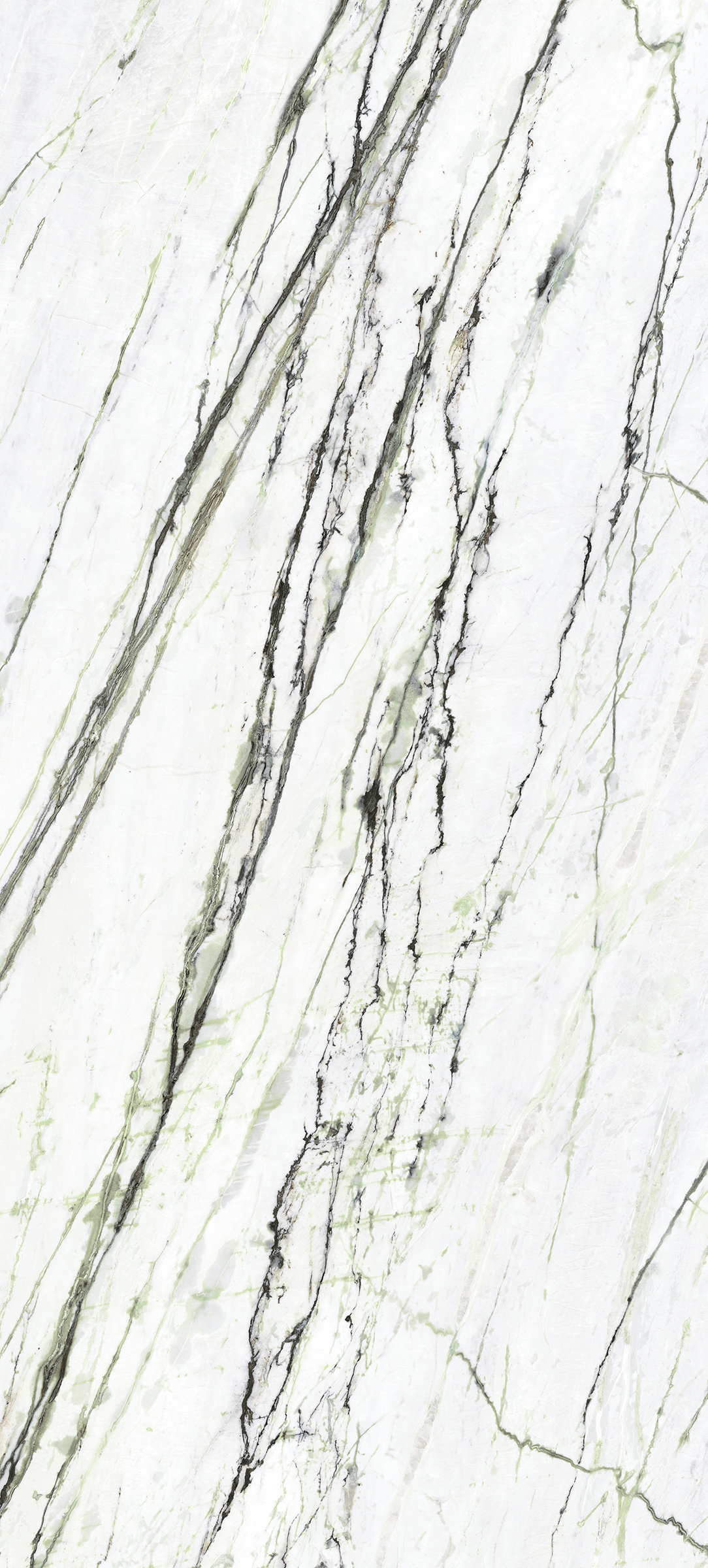Vanezia Gres Mima Wandfliese Marmoroptik Weiß Grün Glänzend 120x280 cm rektifiziert 