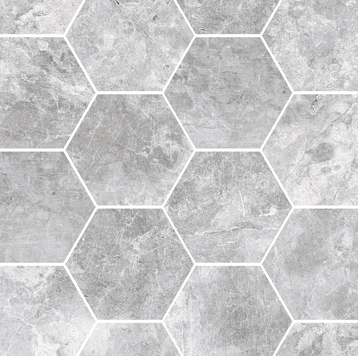 Vanezia Gres Shima Hexagon Marmoroptik Felsgrau Matt 28,5x33,5 cm rektifiziert R10